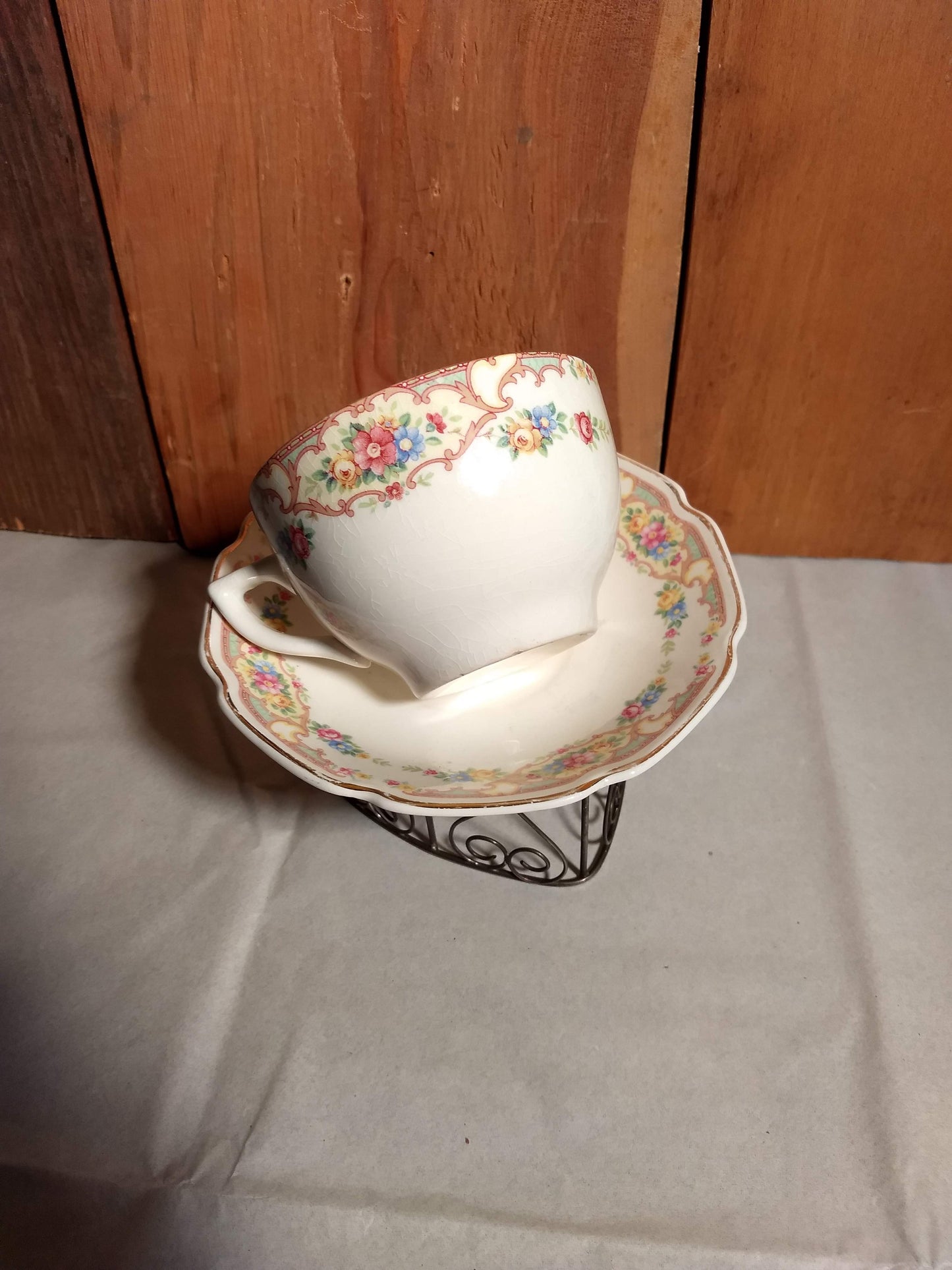 Collectible Vintage Tea Cup with Herbal Tea, hostess gift, Honey and Tea
