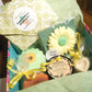Bath Spa Box Gift Set, Lemon/Yellow, Bath Salts, Bath Fizz, floral soap, sugar scrub