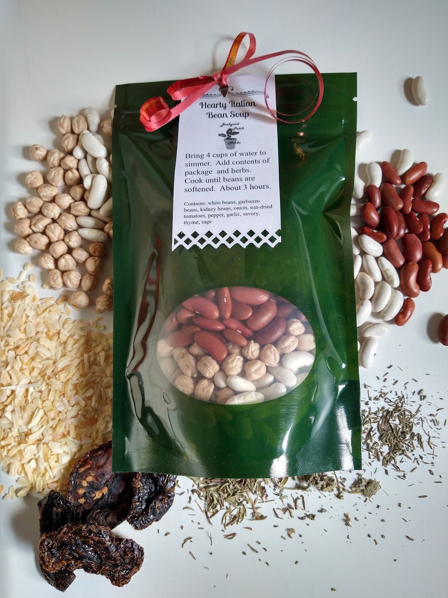 Hearty Italian Bean "just add water" Soup Mix, Gourmet dry soup mix, hand-blended with fresh herbs