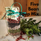 Jar Soup Mixes, Good Luck Soup, Patchwork Soup, 5 Bean Soup or Pasta Fazuul soup mix in a Mason Jar