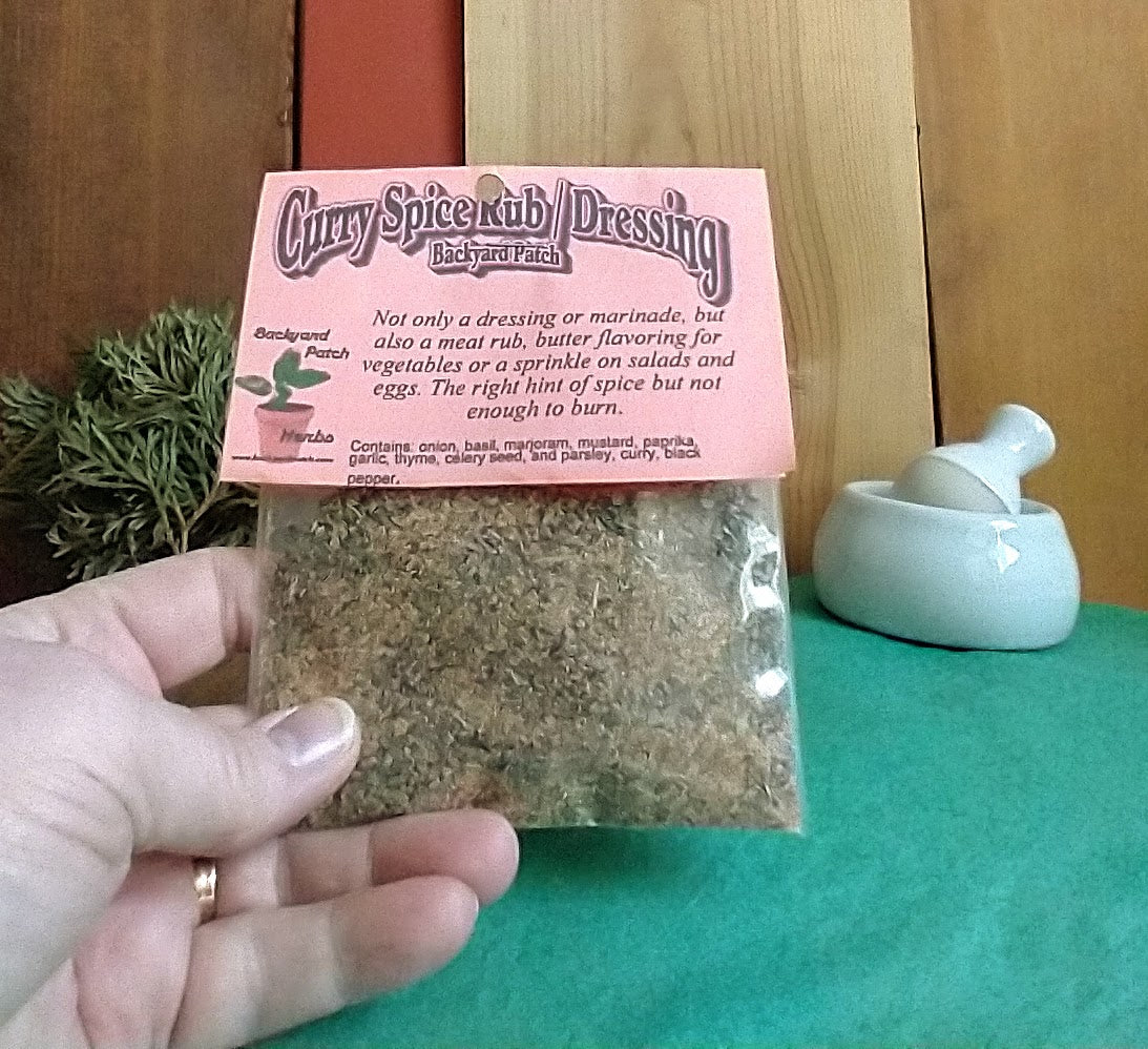 Spicy Curry Dressing and Meat Rub, Hand-blended, Dry, salt free, Cooking Herb Mix, no salt, gluten free
