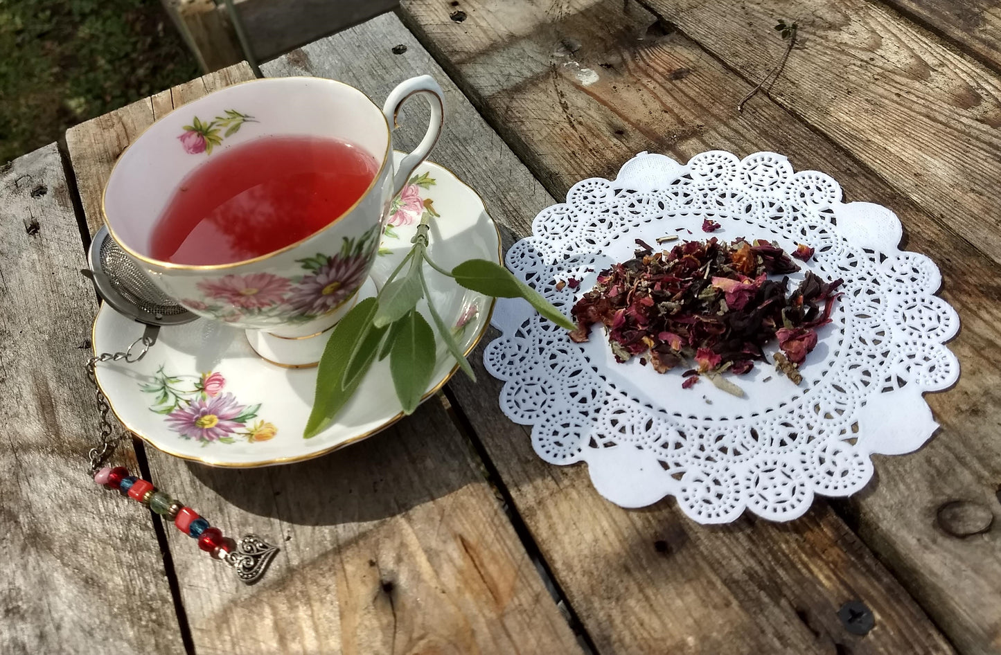 Hibiscus Rose Blush Loose Herbal Tea, rose hips, hibiscus, sage, no caffeine