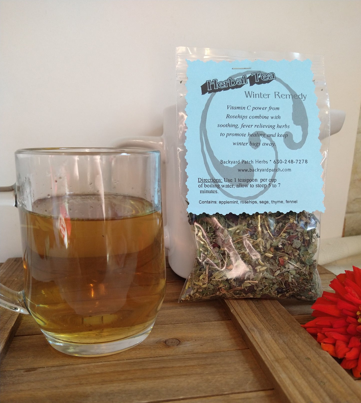 Winter Remedy Loose Herbal Tea, applemint, thyme, sage, rosehips, fennel, caffeine free