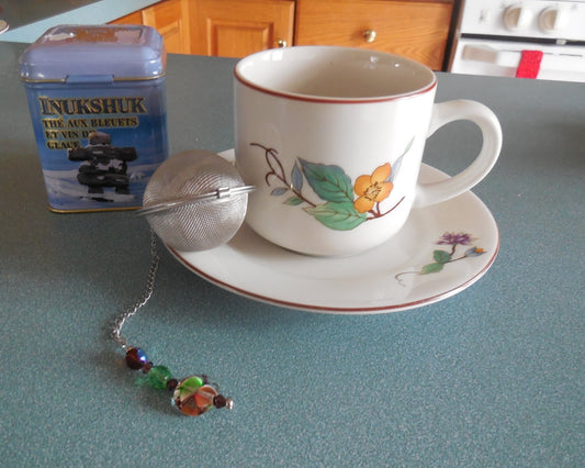 Decorated Tea Ball, tea infuser, beaded, tea strainer, colorful tea gift