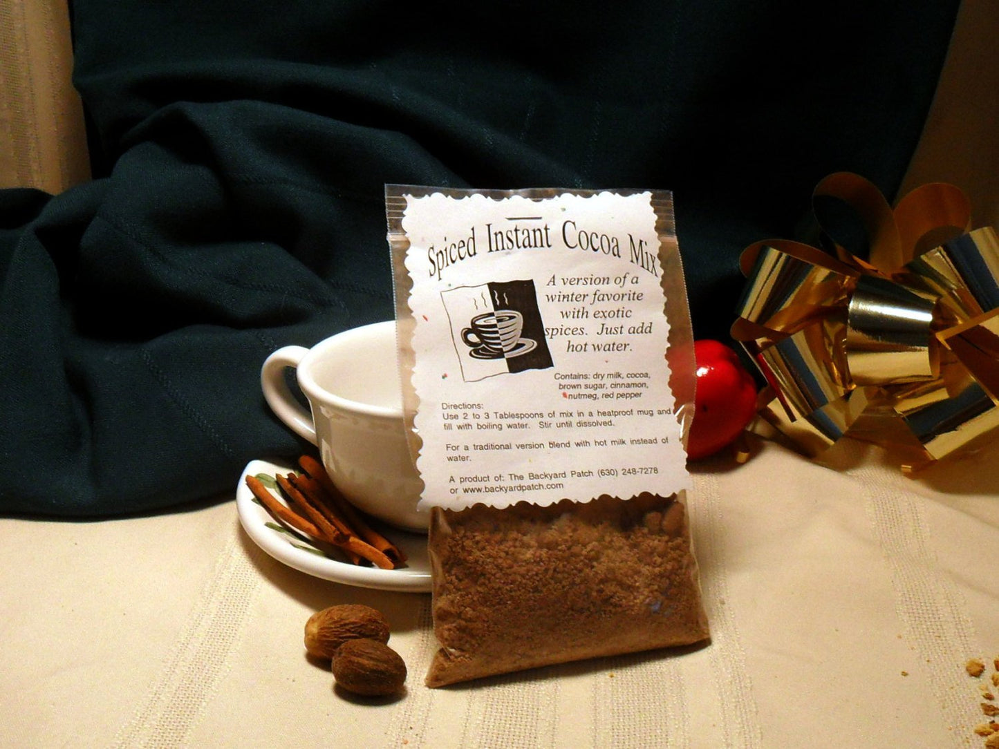 Herbal Hot Chocolate - Cocoa Mixes, set of 5, with cinnamon, spices, cocoa, milk