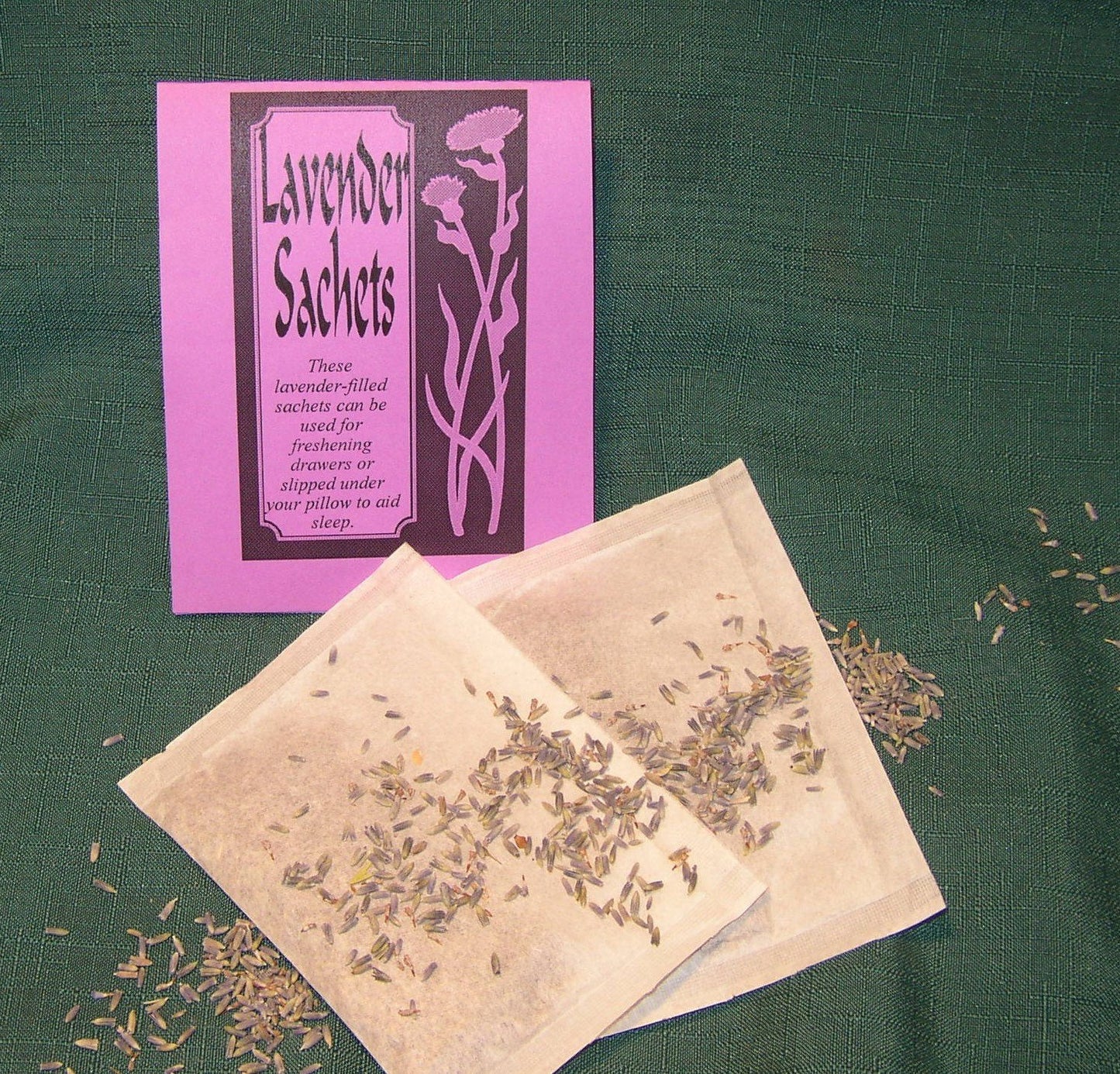 Lavender Drawer or Pillow Sachet, organic lavender flowers for stress reduction, set of 2