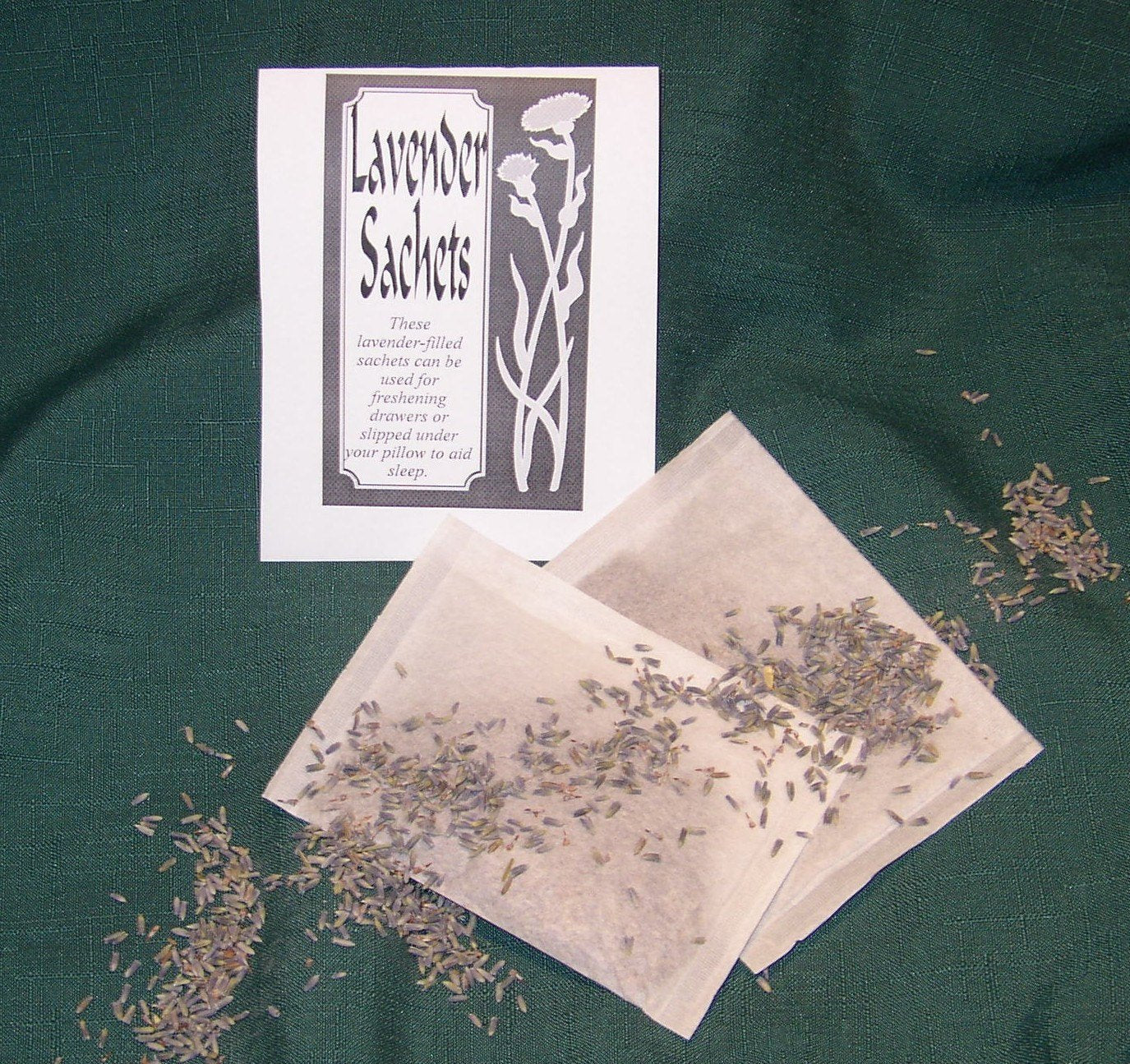 Lavender Drawer or Pillow Sachet, organic lavender flowers for stress reduction, set of 2
