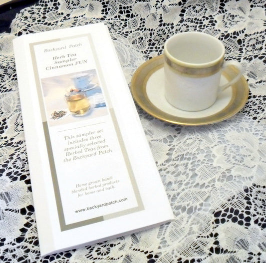 Sampler of Tea Samplers - Hostess Special - each a set of 3 herb teas, cinnamon, chamomile, mint, lavender