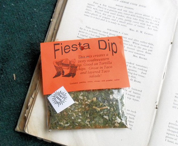 Fiesta Taco Dip Dry Herb Seasoning Mix, cumin, taco seasoning, salt-free, no gluten
