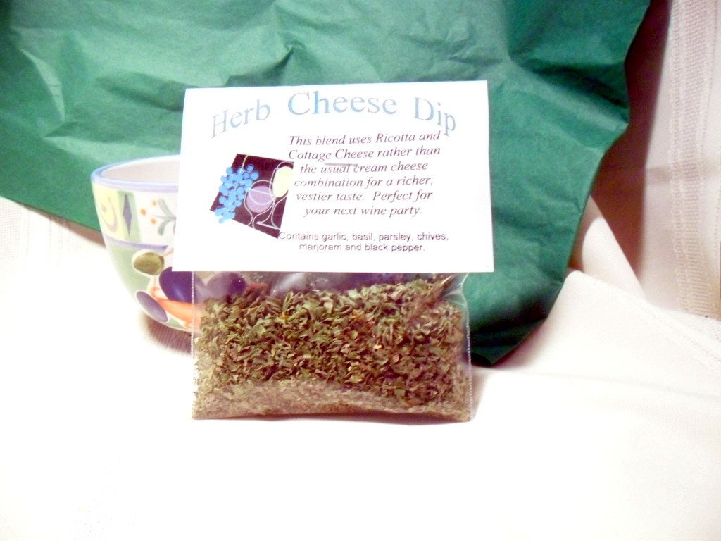 Herb Cheese Dip Mix, Hand-blended dry herb seasoning mix, gluten and salt free, garlic, basil