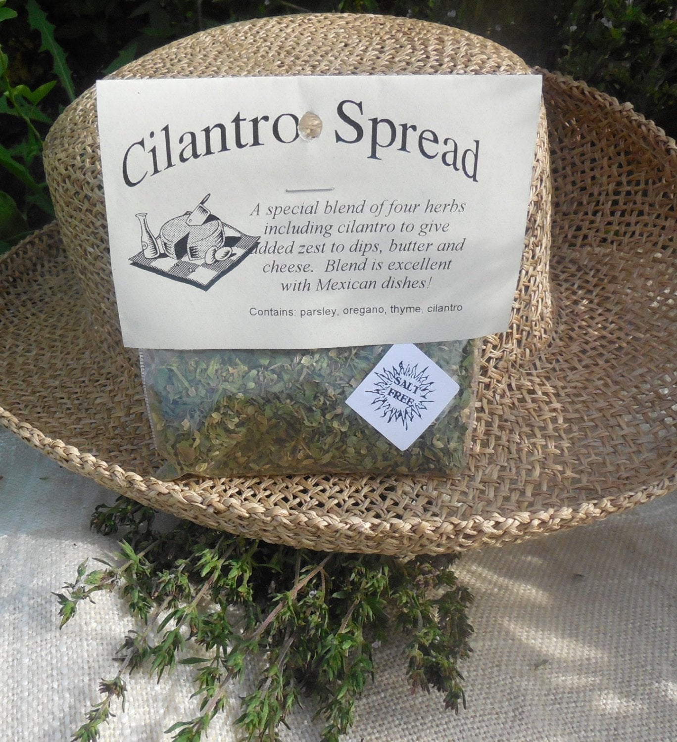 Cilantro Spread Butter / Cream Cheese Spread Mix, Hand-blended Dry salt free Cooking Herb Mix, no salt, gluten free