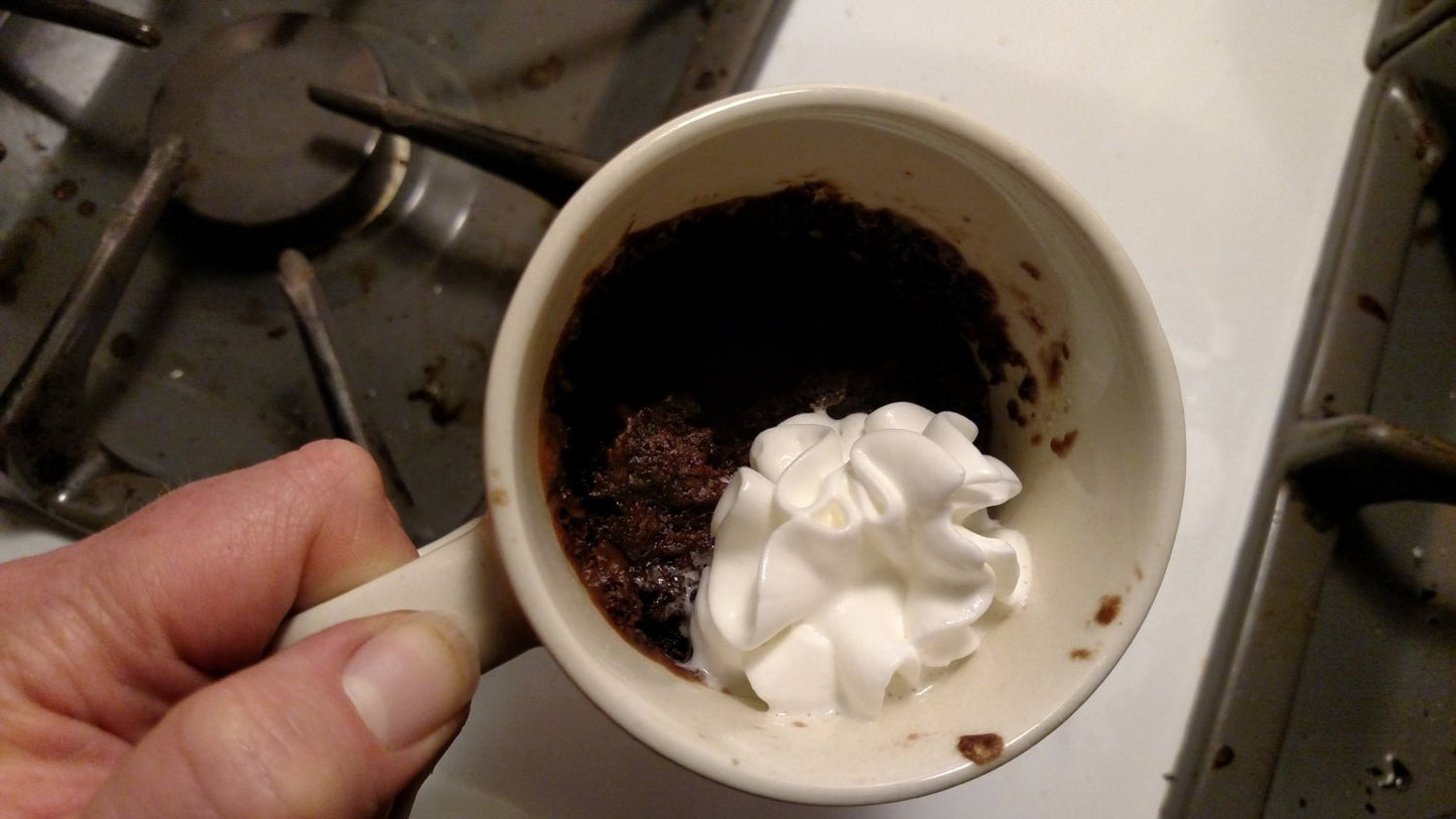 Cake in a Mug set of two, chocolate microwave cake mix, frosting/ glazed mini cake